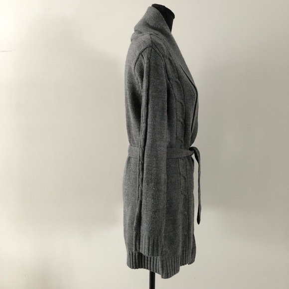Women’s Vintage B.U.M. Equipment Gray Long Belted Cardigan size M - Picture 4 of 11